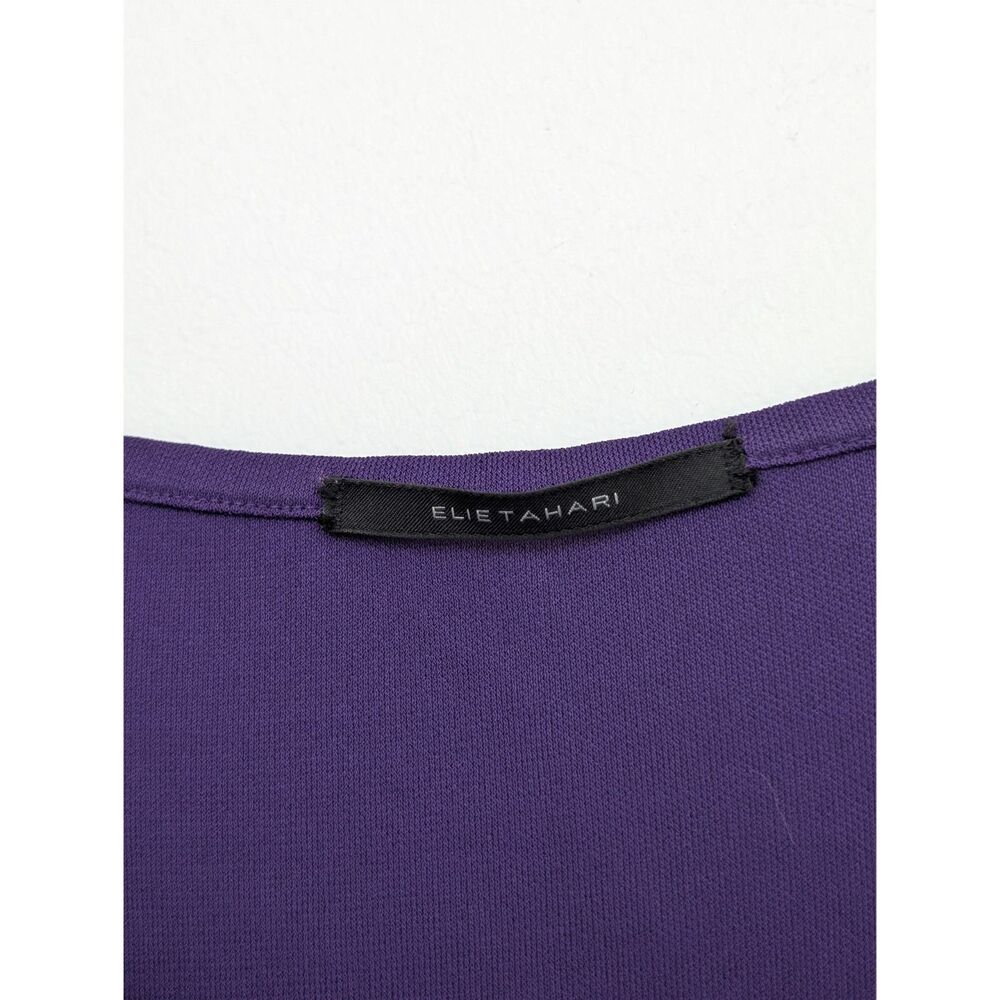 Elie Tahari Ballerina Slinky Sleeveless Ruched Purple Knee Midi Dress Sz M/L - Picture 16 of 16
